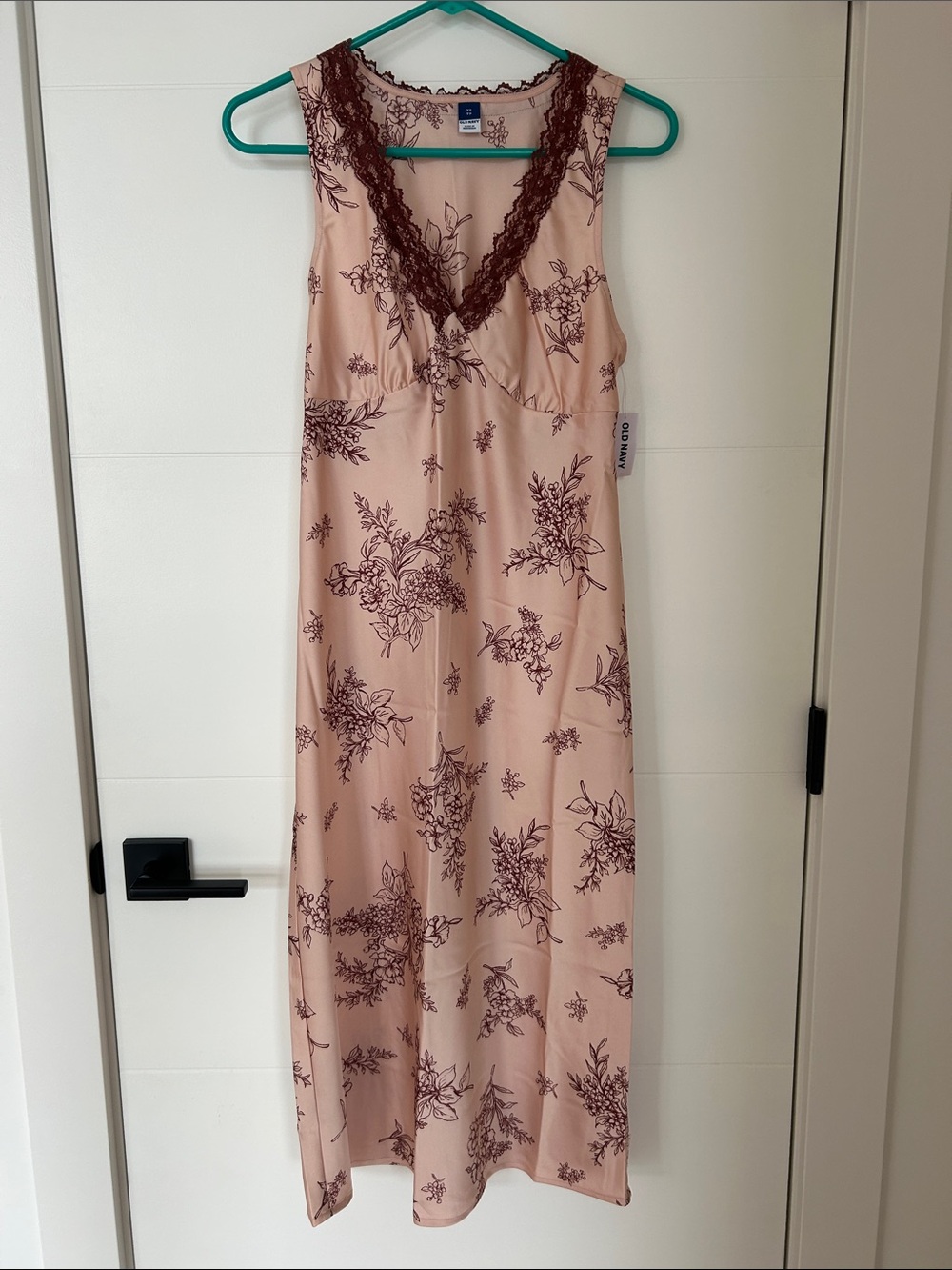 Old Navy Pink Floral Lace-Trim Sleep Slip Dress